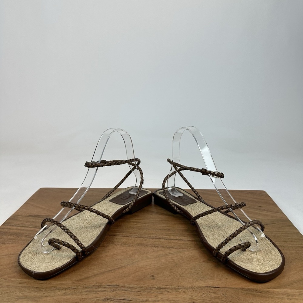 New Womens Schutz Kaya Straw Flat‎ Leather Sandals Shoes Size 7.5 M - Picture 3 of 6